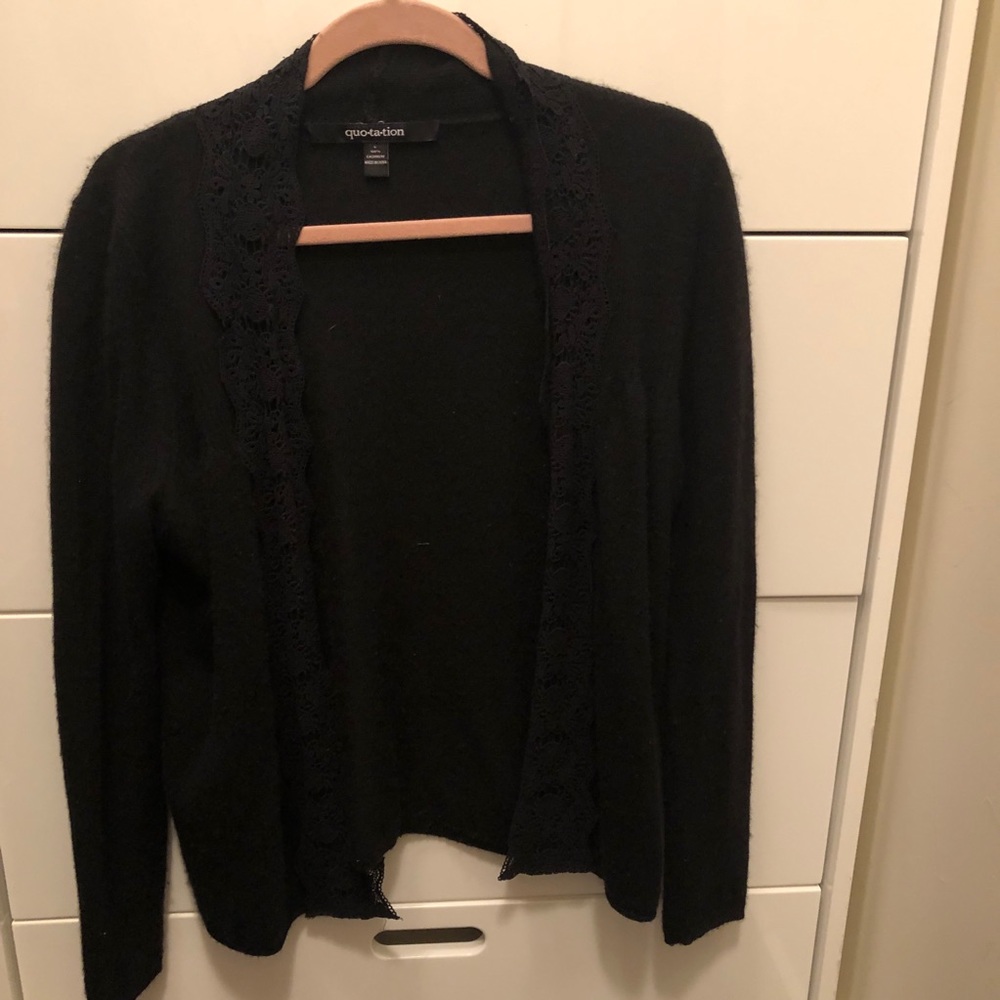 Quotation Cashmere Open Sweater With Lace Detail
